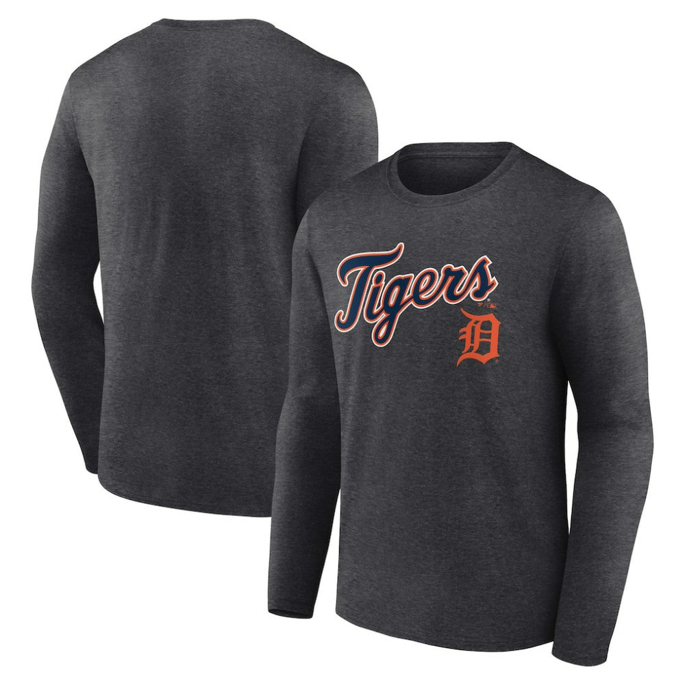 Detroit Tigers Team Lockup Long Sleeve T-Shirt - Charcoal