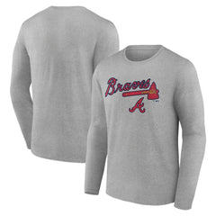Atlanta Braves Team Lockup Long Sleeve T-Shirt - Gray