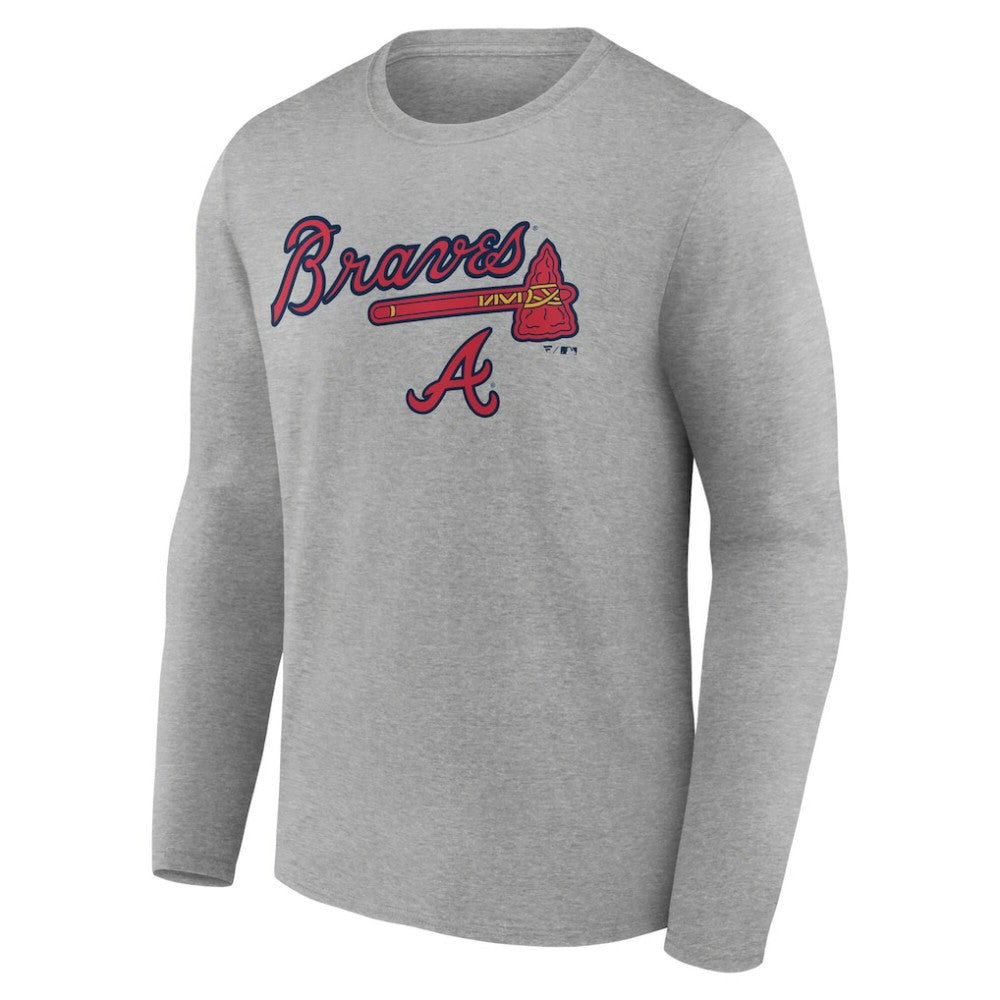 Atlanta Braves Team Lockup Long Sleeve T-Shirt - Gray