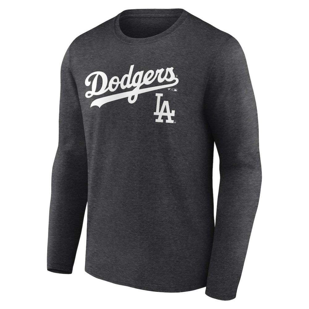 Los Angeles Dodgers Team Lockup Long Sleeve T-Shirt - Charcoal