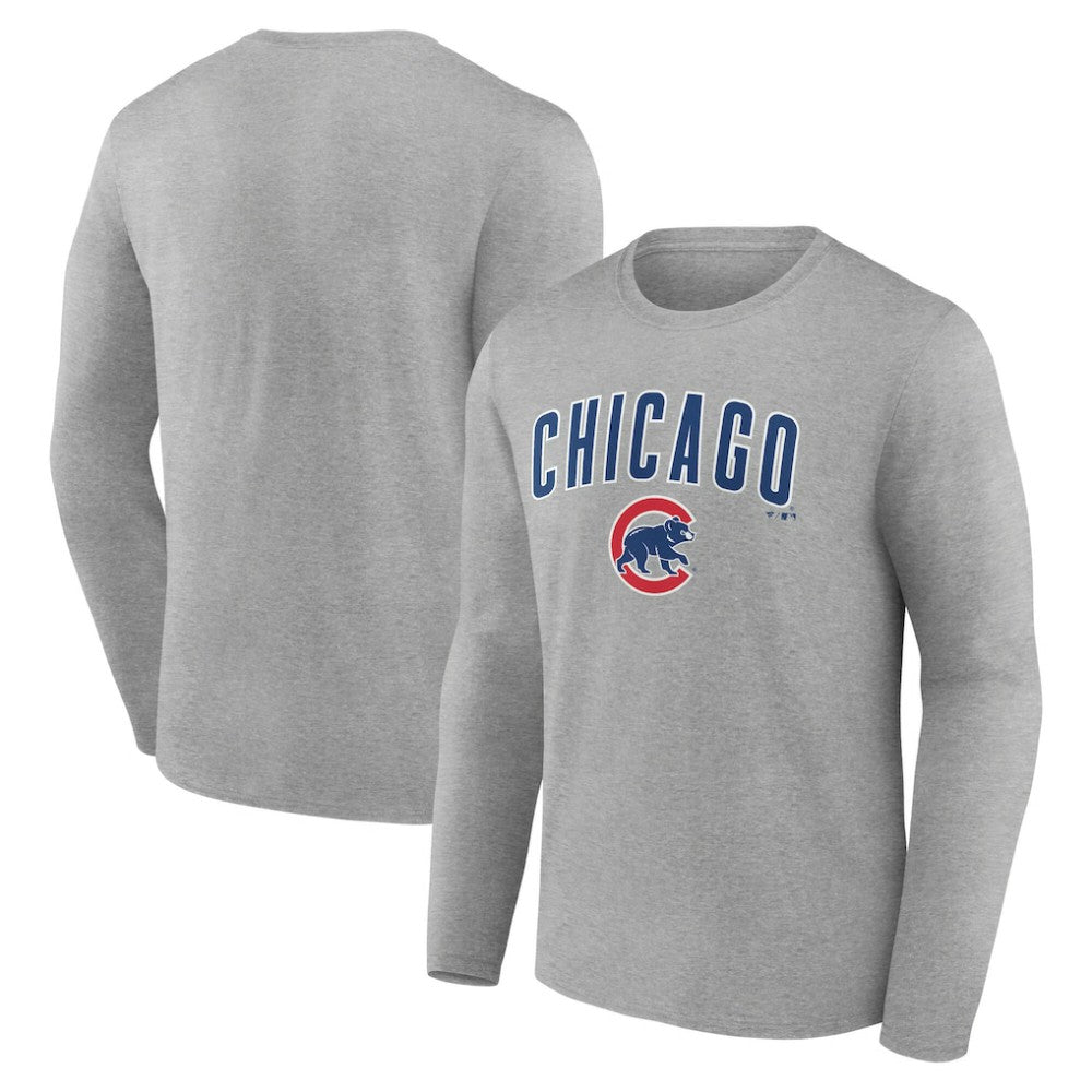 Chicago Cubs Team Lockup Long Sleeve T-Shirt - Gray