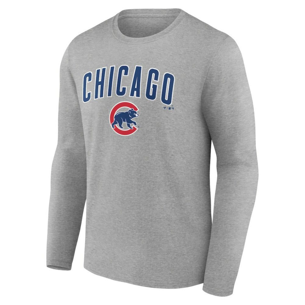 Chicago Cubs Team Lockup Long Sleeve T-Shirt - Gray