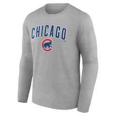 Chicago Cubs Team Lockup Long Sleeve T-Shirt - Gray