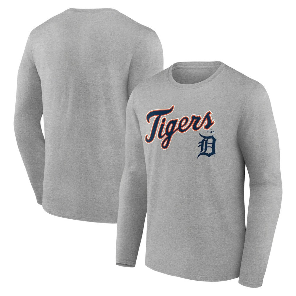 Detroit Tigers Team Lockup Long Sleeve T-Shirt - Gray