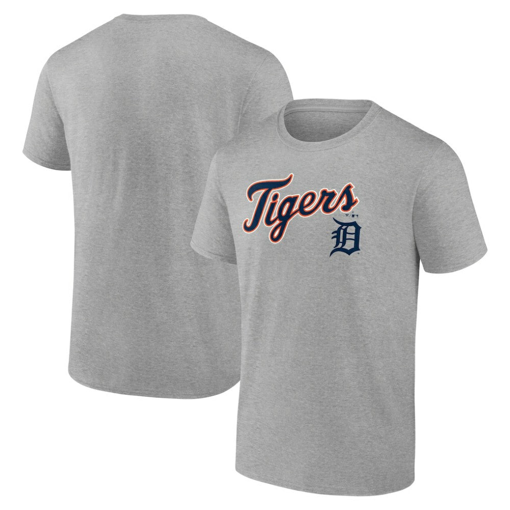 Detroit Tigers Team Lockup T-Shirt - Heather Gray