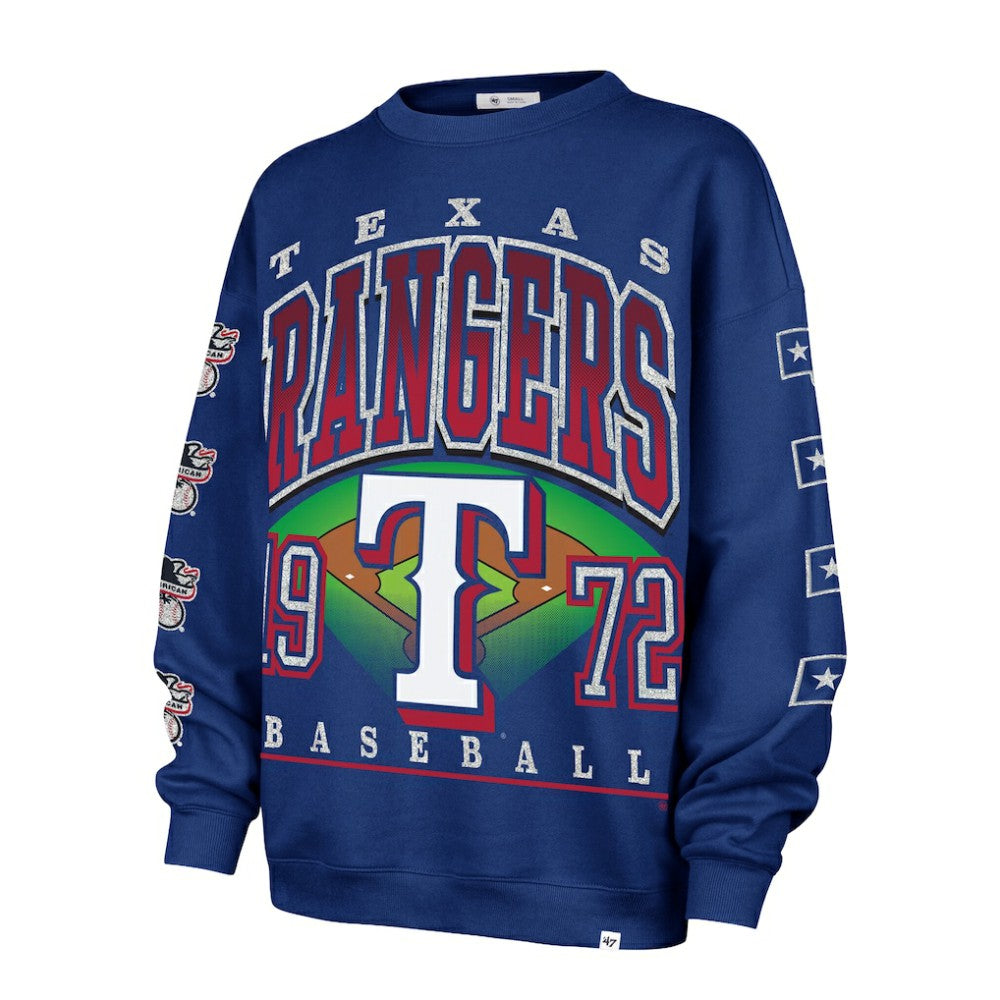Texas Rangers Women's Trendy Team Go Big Oversized Sweatshirt - Royal | 47 brand