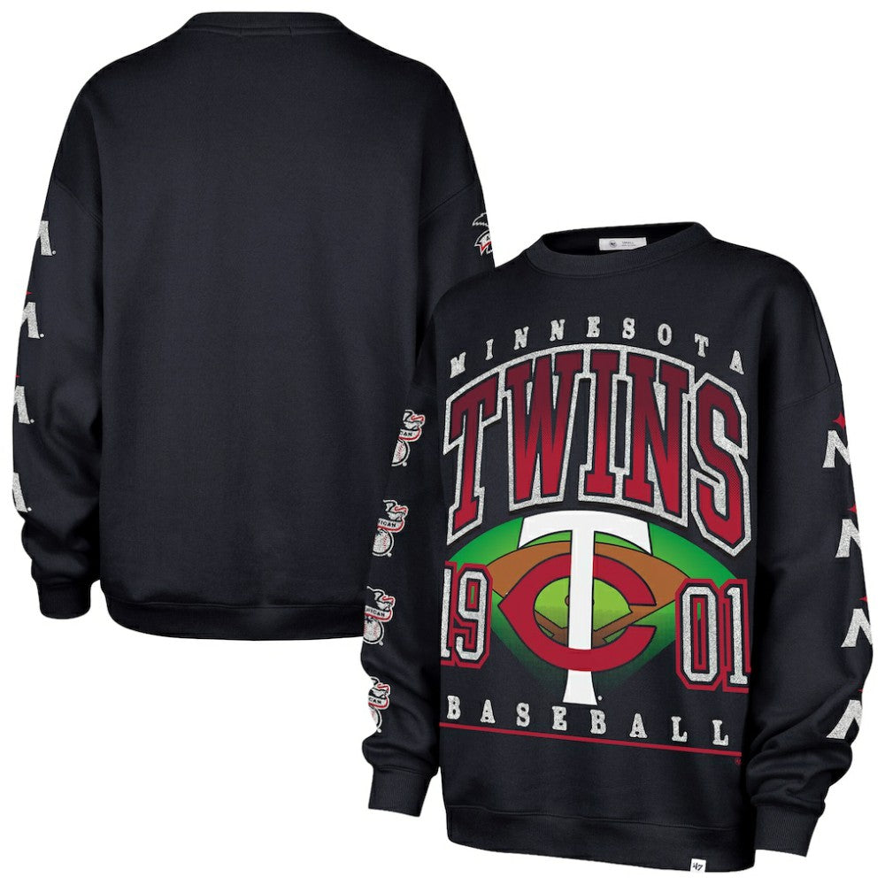 Minnesota Twins Women's Trendy Team Go Big Oversized Sweatshirt - Navy | 47 brand