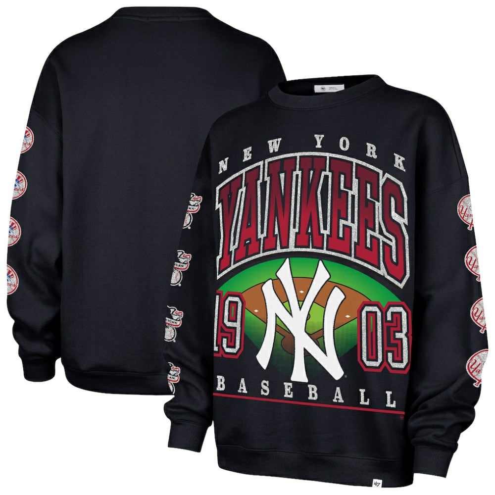 New York Yankees Women's Trendy Team Go Big Oversized Sweatshirt - Navy | 47 brand