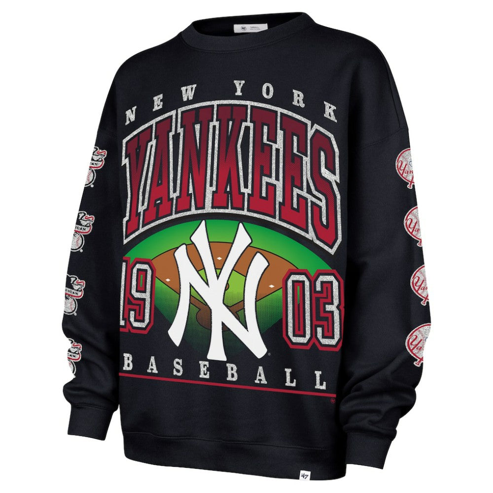New York Yankees Women's Trendy Team Go Big Oversized Sweatshirt - Navy | 47 brand
