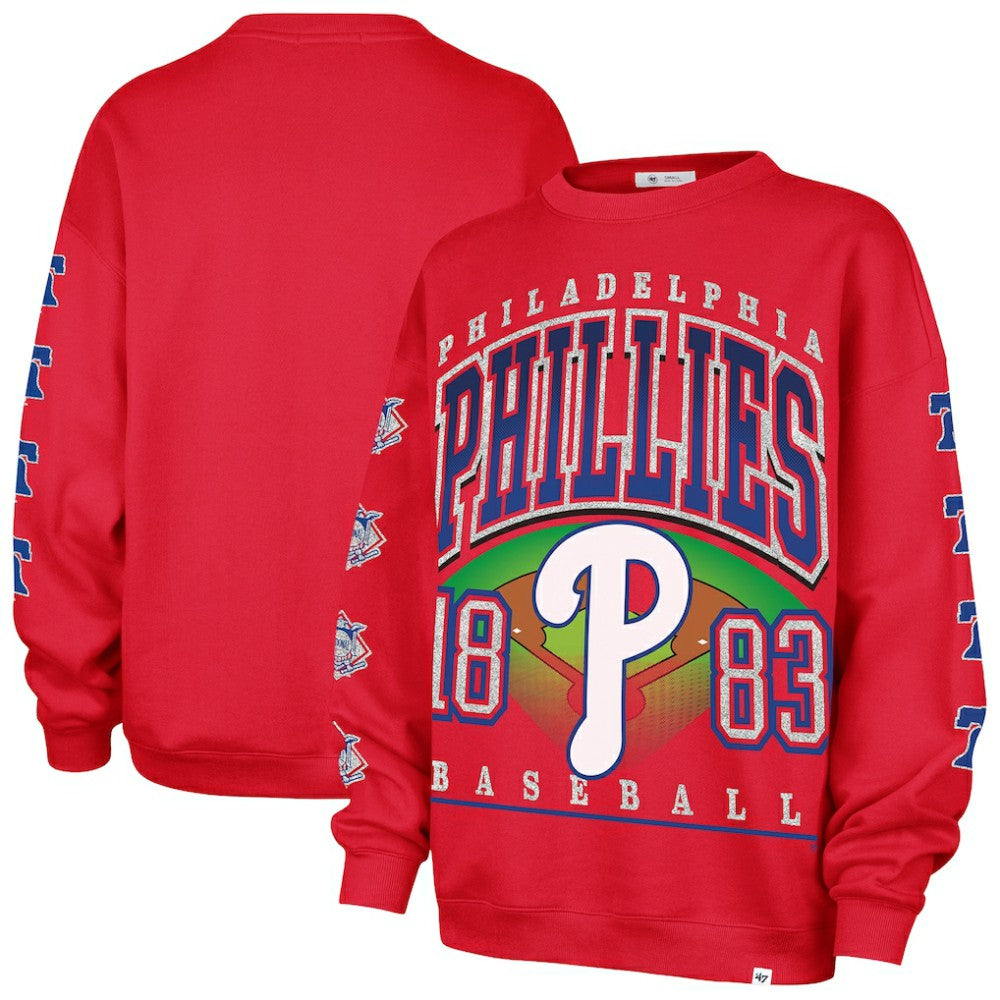 Philadelphia Phillies Women's Trendy Team Go Big Oversized Sweatshirt - Red | 47 brand