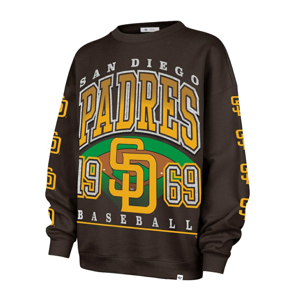 San Diego Padres Women's Trendy Team Go Big Oversized Sweatshirt - Brown | 47 brand