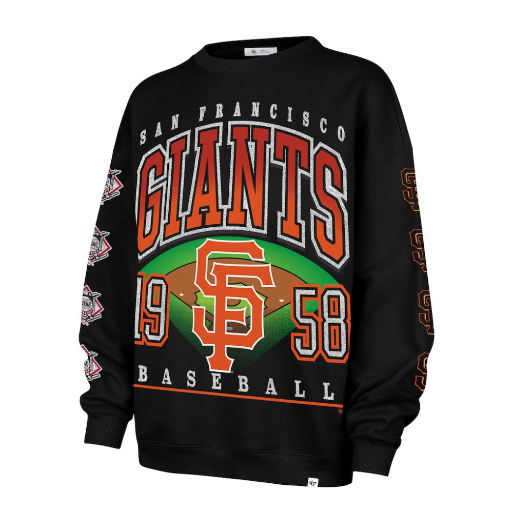 San Francisco Giants Women's Trendy Team Go Big Oversized Sweatshirt - Black | 47 brand