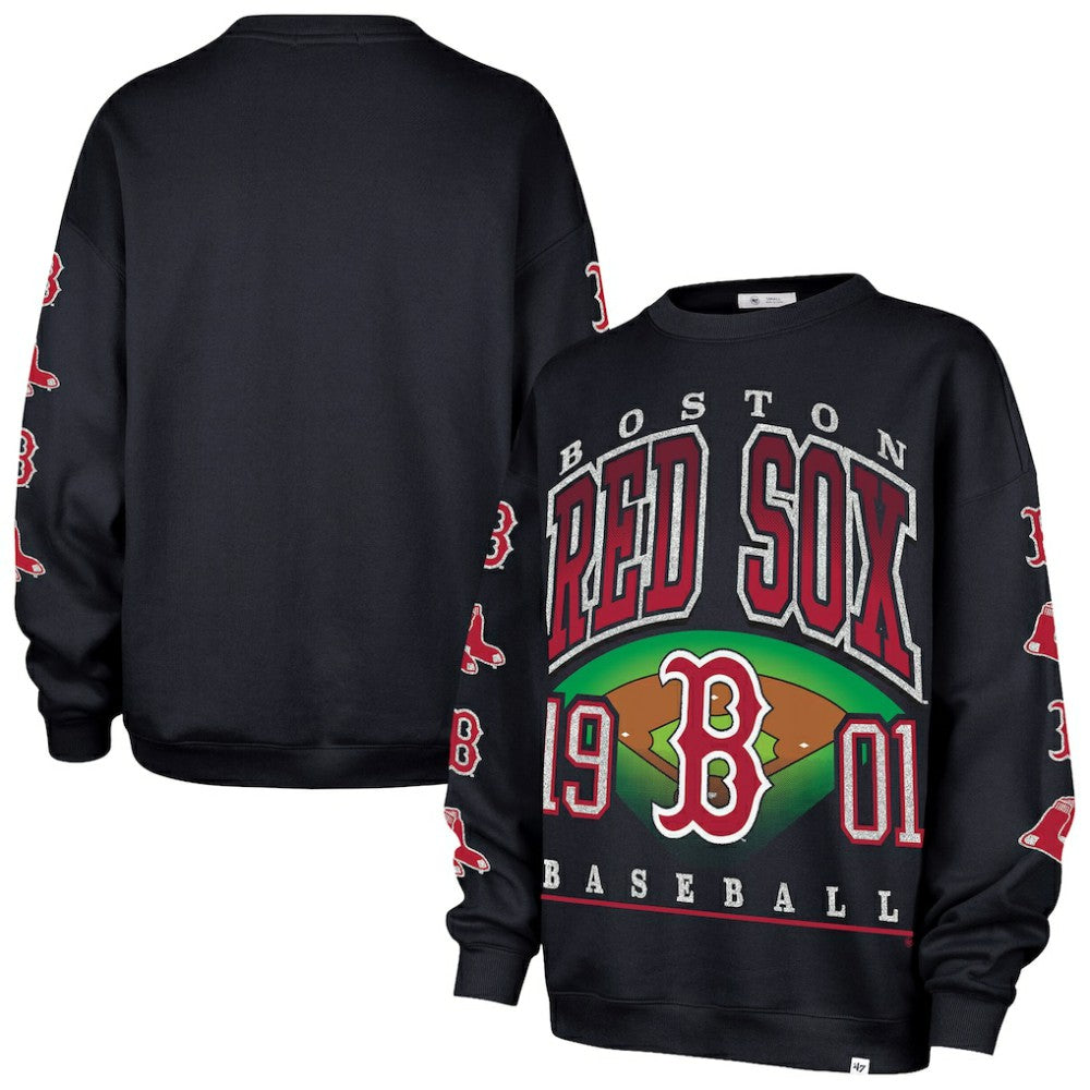 Boston Red Sox Women's Trendy Team Go Big Oversized Sweatshirt - Black | 47 brand