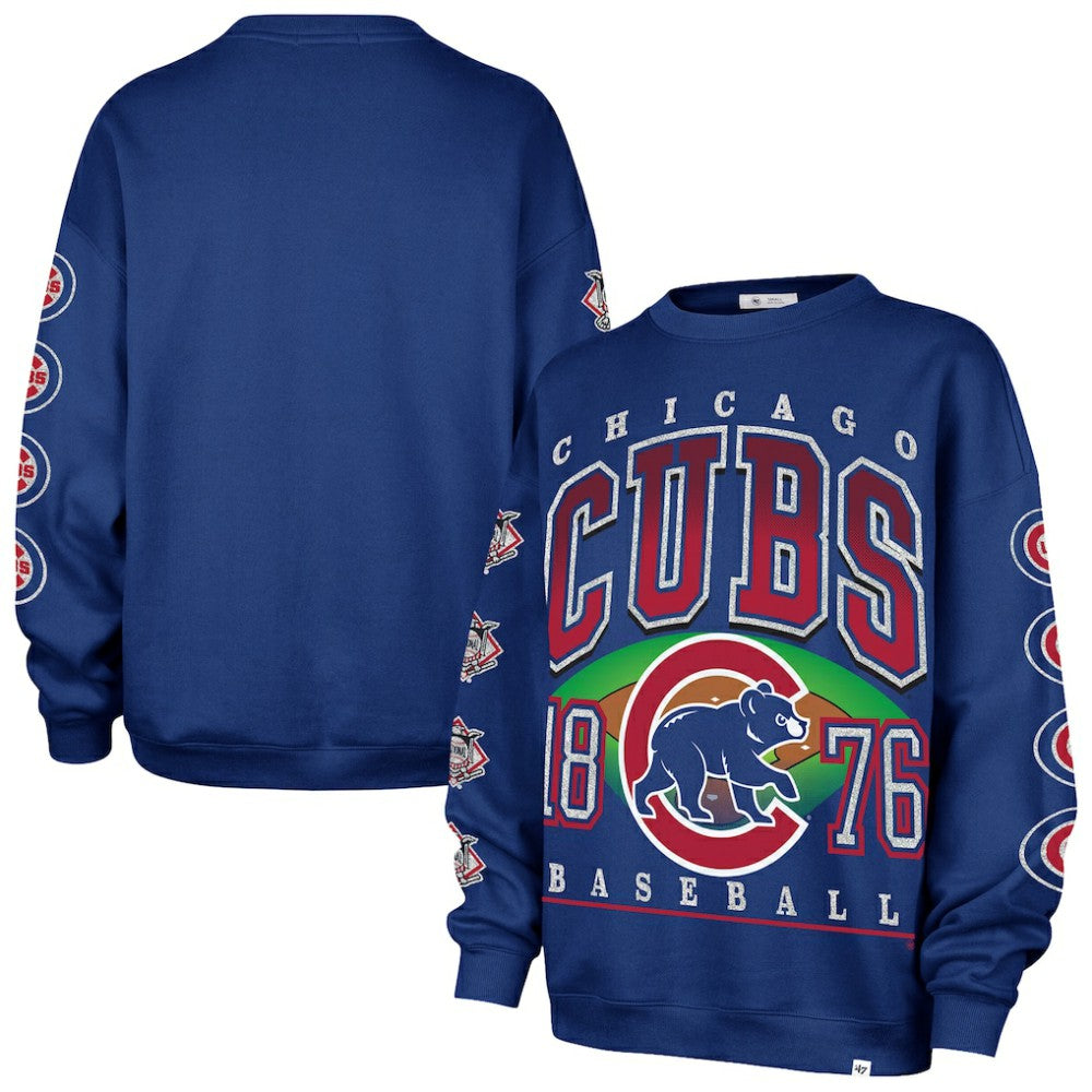 Chicago Cubs Women's Trendy Team Go Big Oversized Sweatshirt - Royal | 47 brand