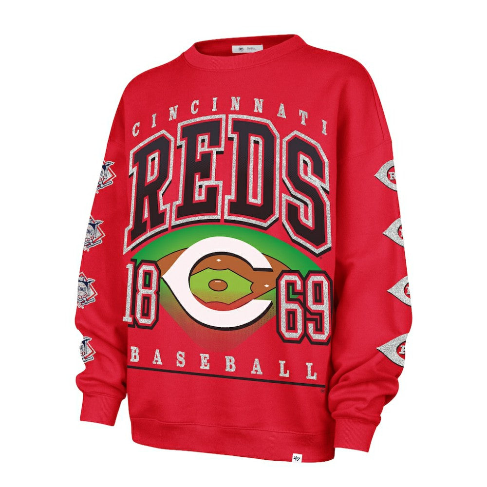 Cincinnati Reds Women's Trendy Team Go Big Oversized Sweatshirt - Red | 47 brand