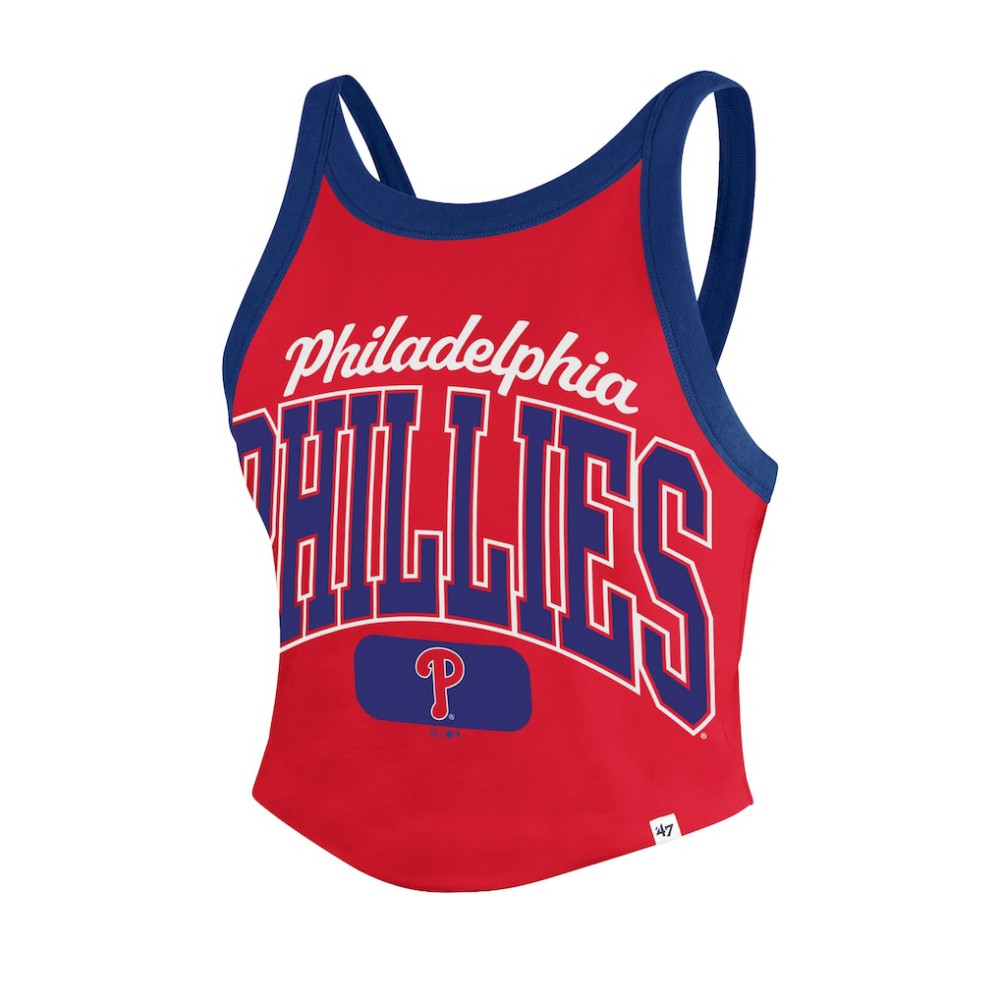 Philadelphia Phillies Women's Trendy Team Rally Sporty Cropped Racerback Tank Top - Red | 47 brand