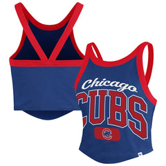 Chicago Cubs Women's Trendy Team Rally Sporty Cropped Racerback Tank Top - Royal | 47 brand