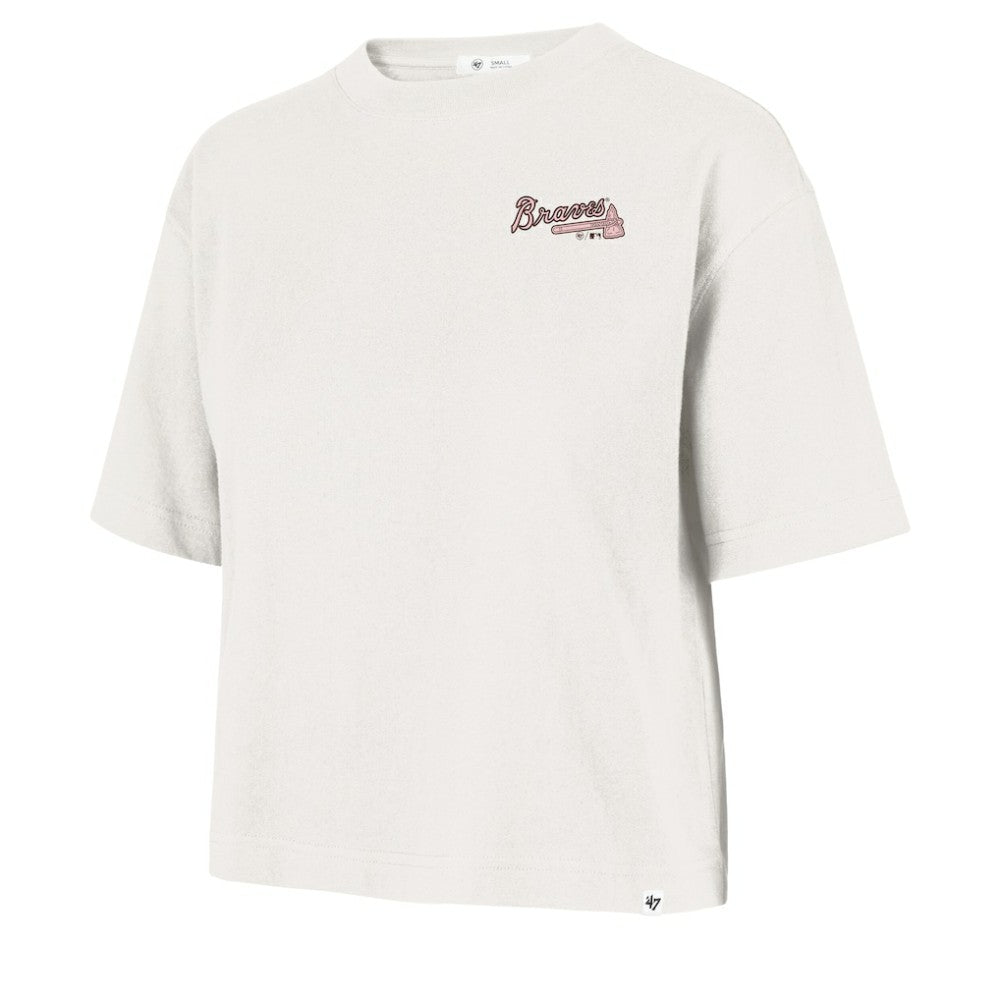 Atlanta Braves Women's Love Letter Reed City T-Shirt - Cream | 47 brand