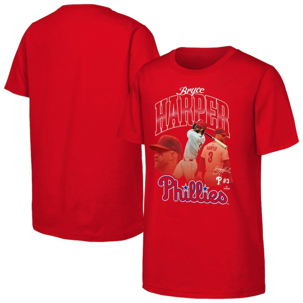 Bryce Harper Philadelphia Phillies Outerstuff Youth Triple Player Graphic T-Shirt - Red