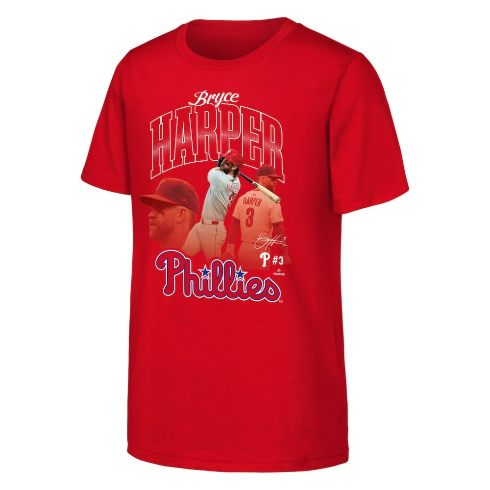 Bryce Harper Philadelphia Phillies Outerstuff Youth Triple Player Graphic T-Shirt - Red