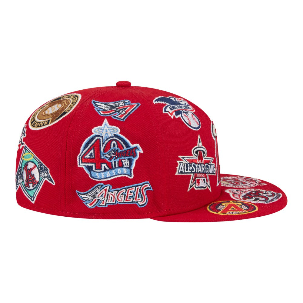 Los Angeles Angels All Over 59FIFTY Fitted Hat - Red | New Era
