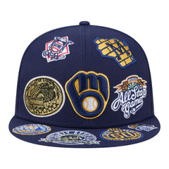 Milwaukee Brewers All Over 59FIFTY Fitted Hat - Navy | New Era