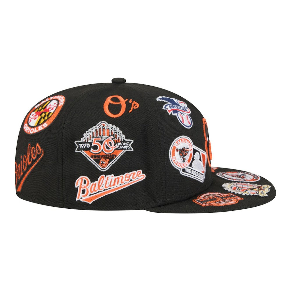 Baltimore Orioles All Over 59FIFTY Fitted Hat - Black | New Era