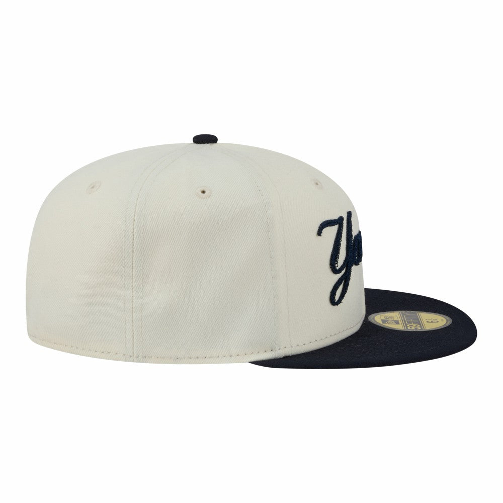 New York Yankees Two-Tone Stitch 59FIFTY Fitted Hat - Cream | New Era