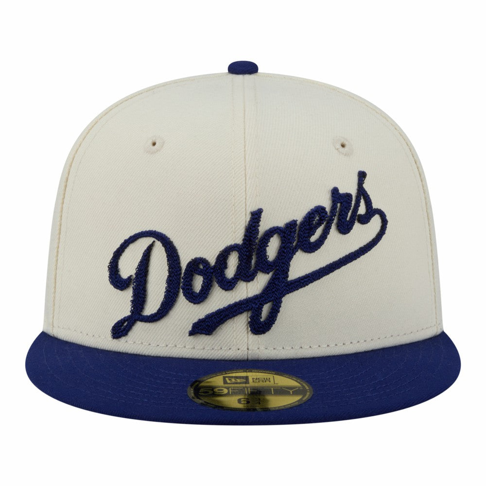 Los Angeles Dodgers Two-Tone Stitch 59FIFTY Fitted Hat - Cream | New Era