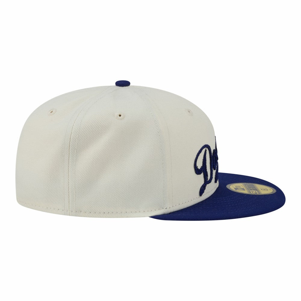 Los Angeles Dodgers Two-Tone Stitch 59FIFTY Fitted Hat - Cream | New Era