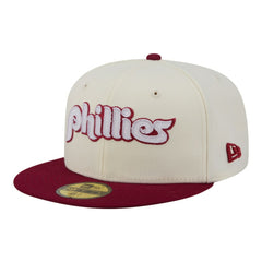 Philadelphia Phillies Two-Tone Stitch 59FIFTY Fitted Hat - Cream | New Era