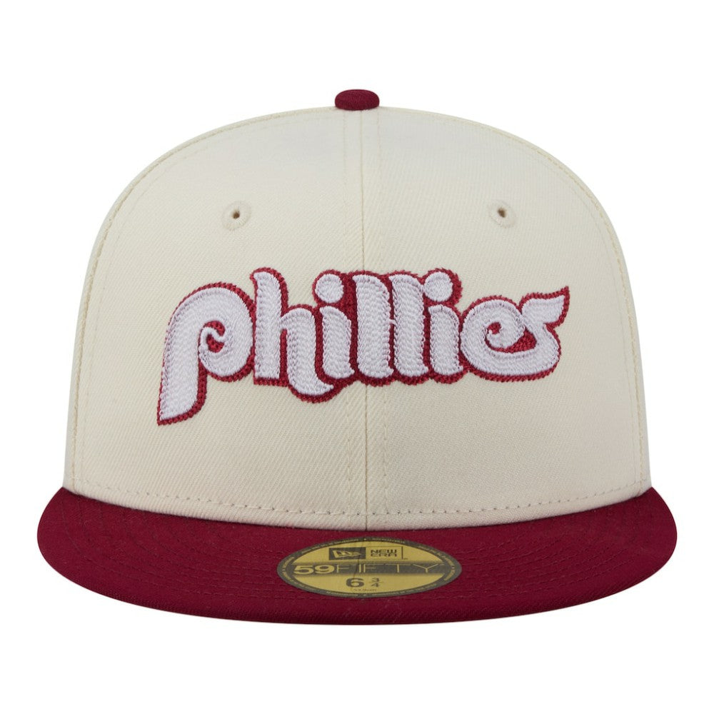 Philadelphia Phillies Two-Tone Stitch 59FIFTY Fitted Hat - Cream | New Era