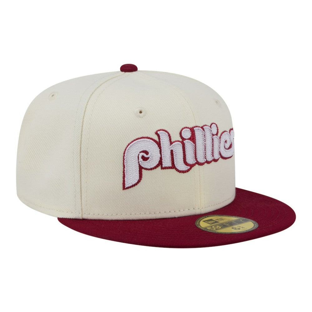 Philadelphia Phillies Two-Tone Stitch 59FIFTY Fitted Hat - Cream | New Era