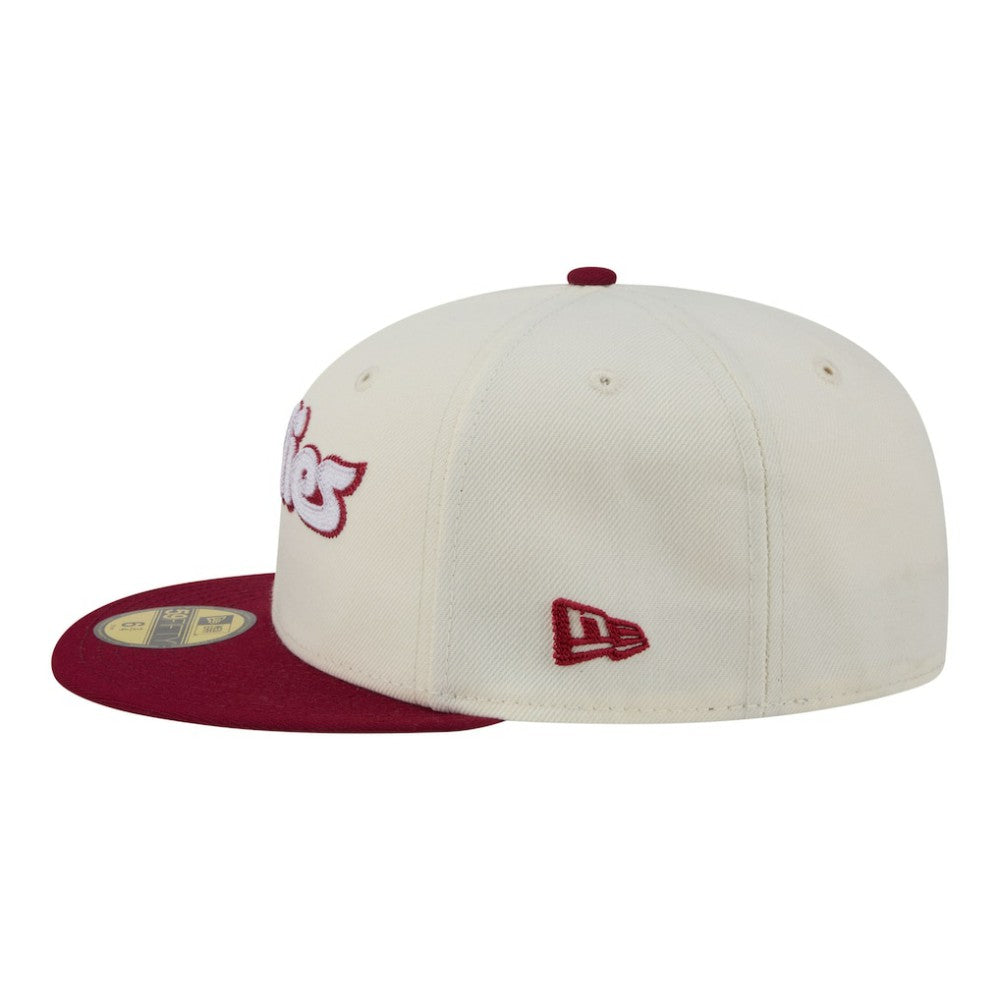 Philadelphia Phillies Two-Tone Stitch 59FIFTY Fitted Hat - Cream | New Era
