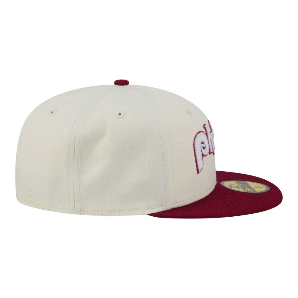 Philadelphia Phillies Two-Tone Stitch 59FIFTY Fitted Hat - Cream | New Era