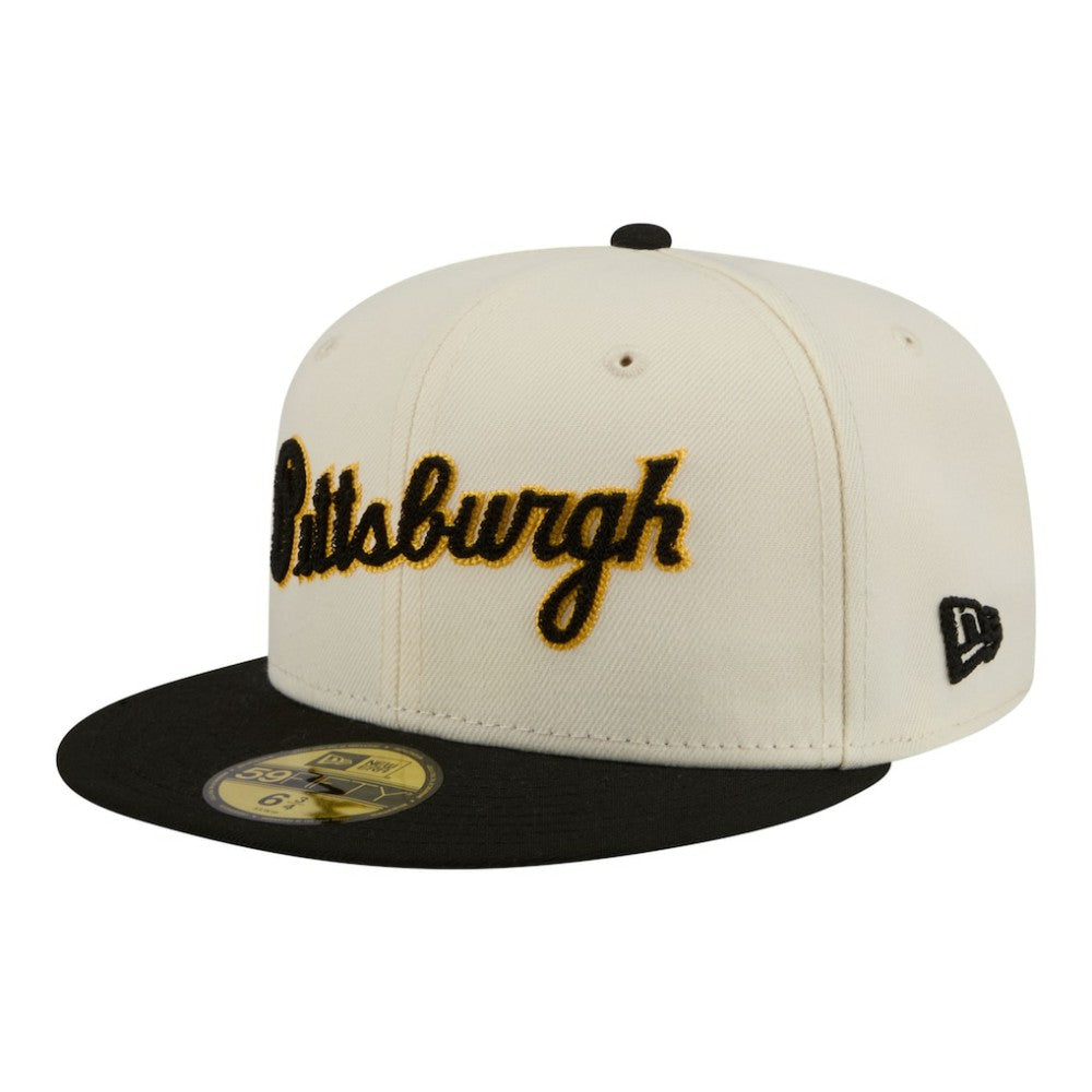 Pittsburgh Pirates Two-Tone Stitch 59FIFTY Fitted Hat - Cream | New Era