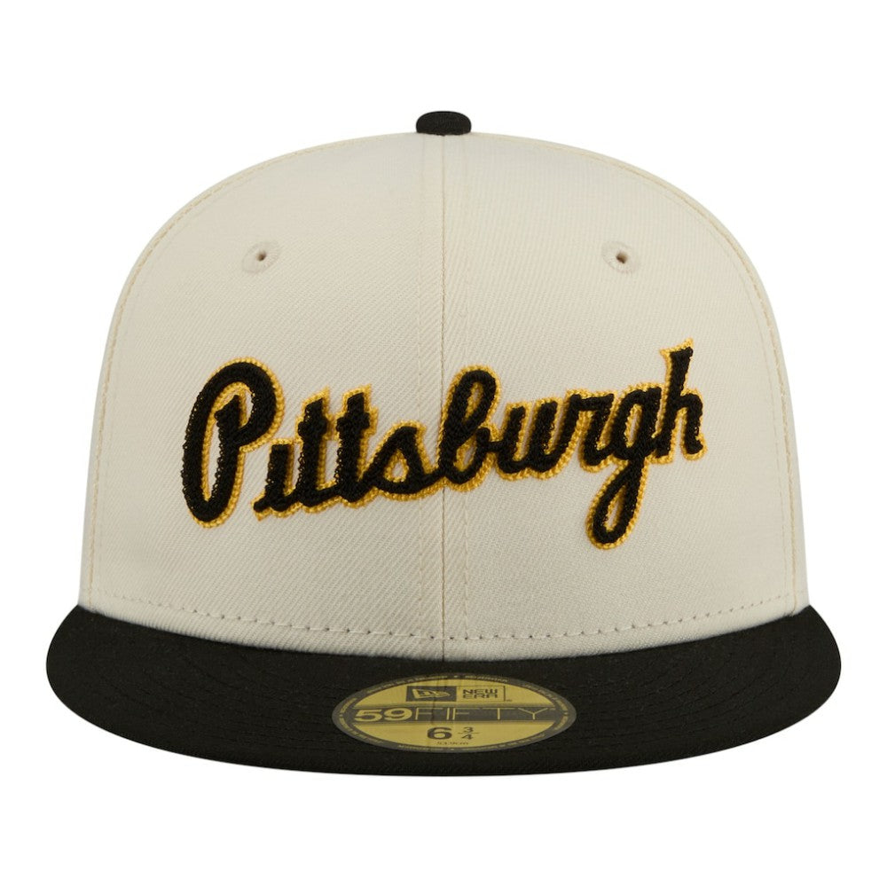 Pittsburgh Pirates Two-Tone Stitch 59FIFTY Fitted Hat - Cream | New Era