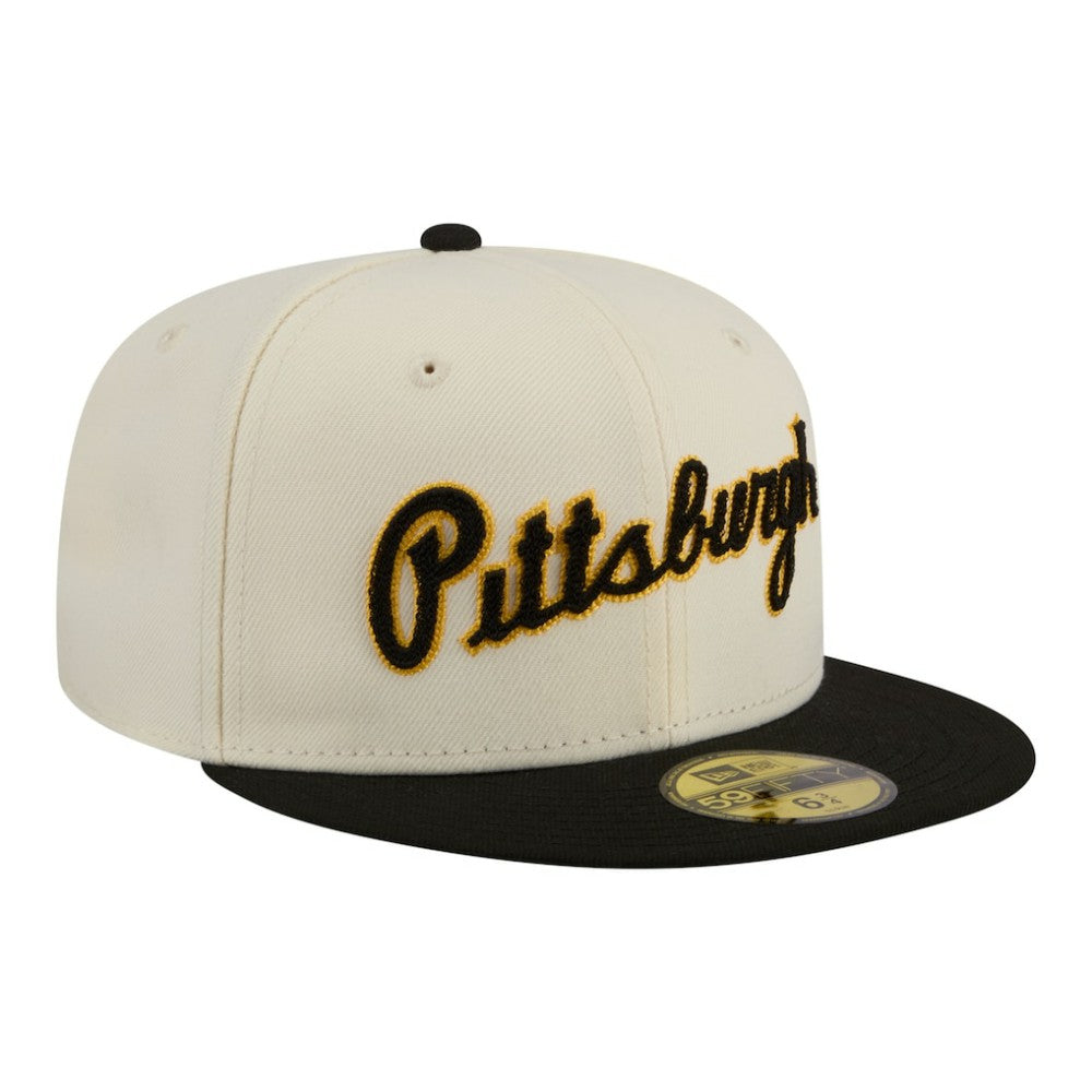 Pittsburgh Pirates Two-Tone Stitch 59FIFTY Fitted Hat - Cream | New Era