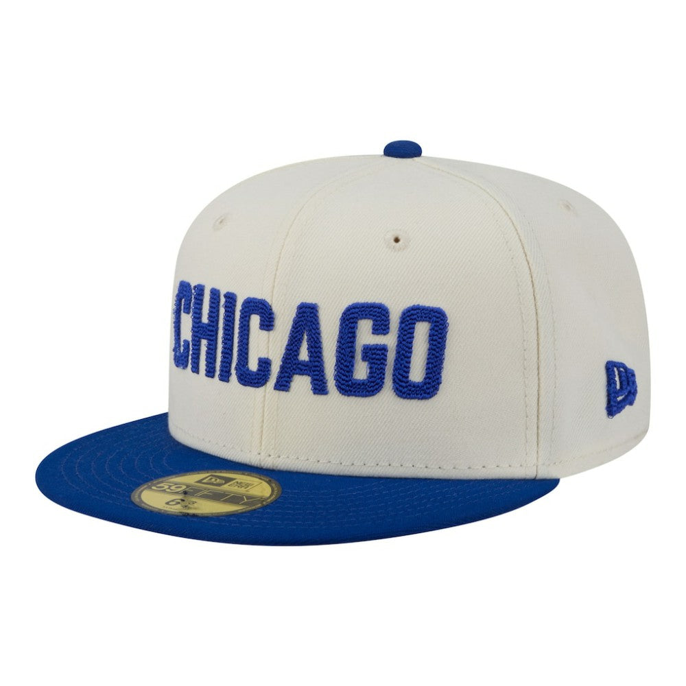 Chicago Cubs Two-Tone Stitch 59FIFTY Fitted Hat - Cream | New Era