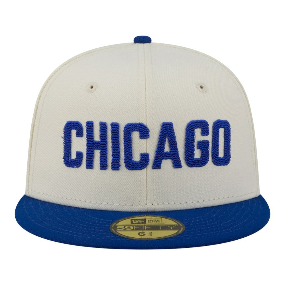 Chicago Cubs Two-Tone Stitch 59FIFTY Fitted Hat - Cream | New Era