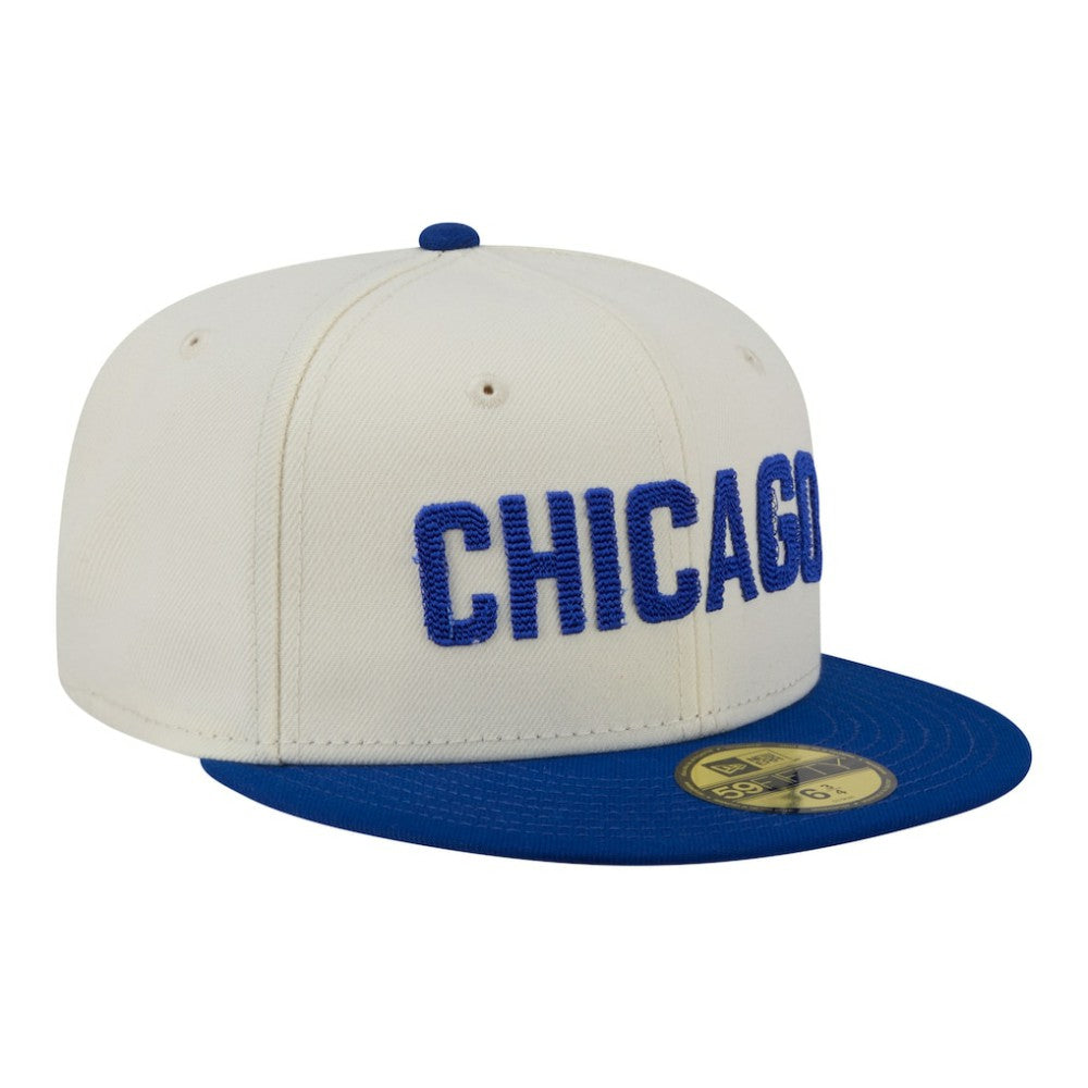 Chicago Cubs Two-Tone Stitch 59FIFTY Fitted Hat - Cream | New Era