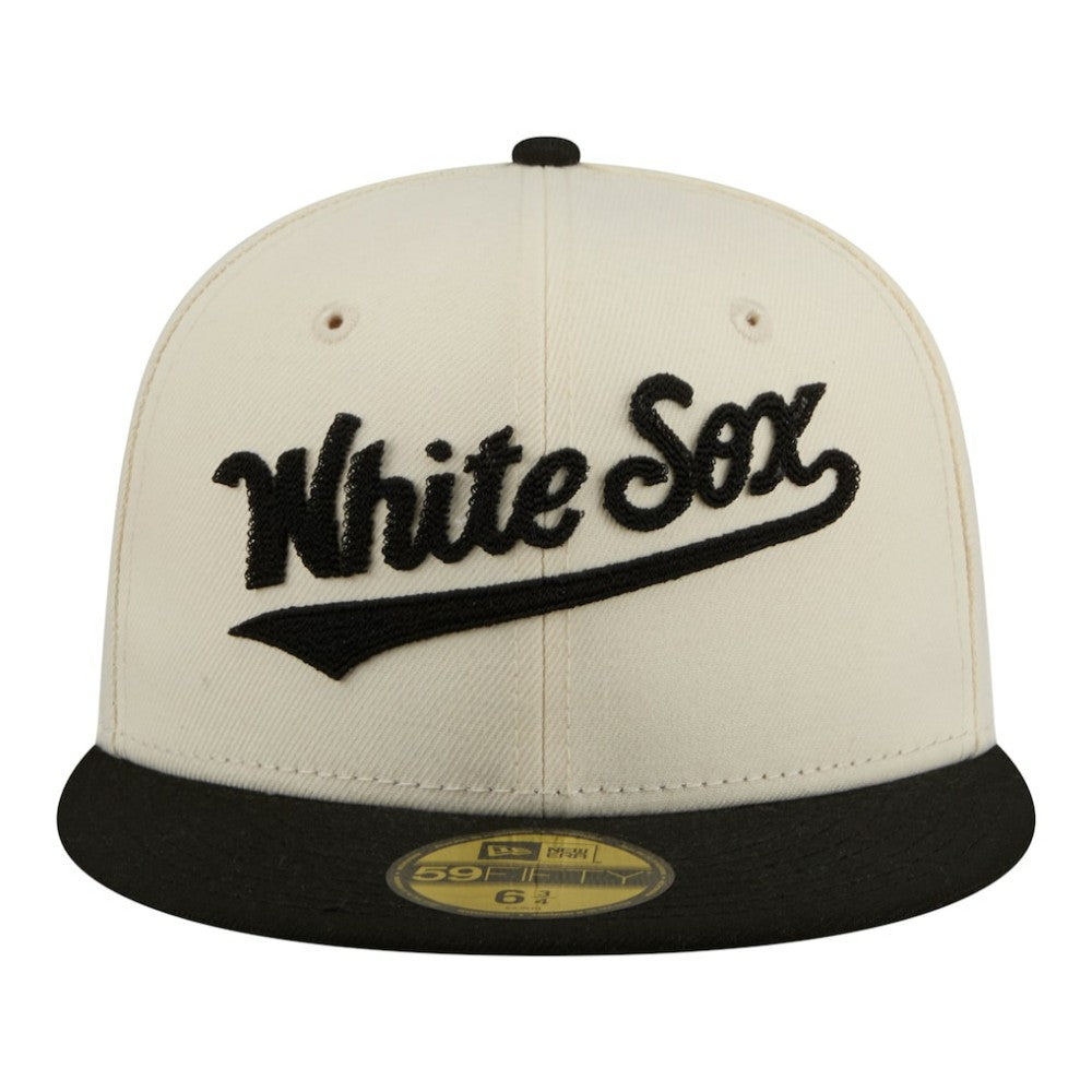 Chicago White Sox Two-Tone Stitch 59FIFTY Fitted Hat - Cream | New Era