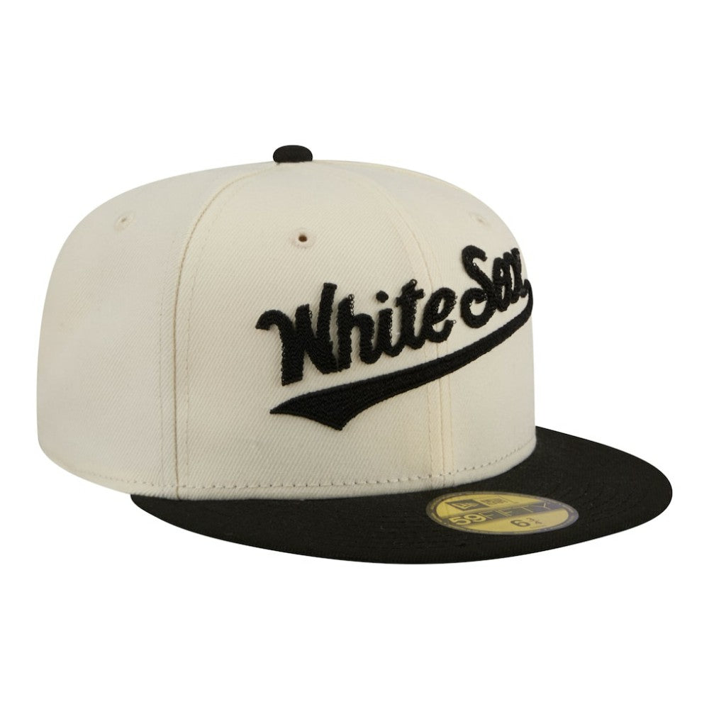 Chicago White Sox Two-Tone Stitch 59FIFTY Fitted Hat - Cream | New Era