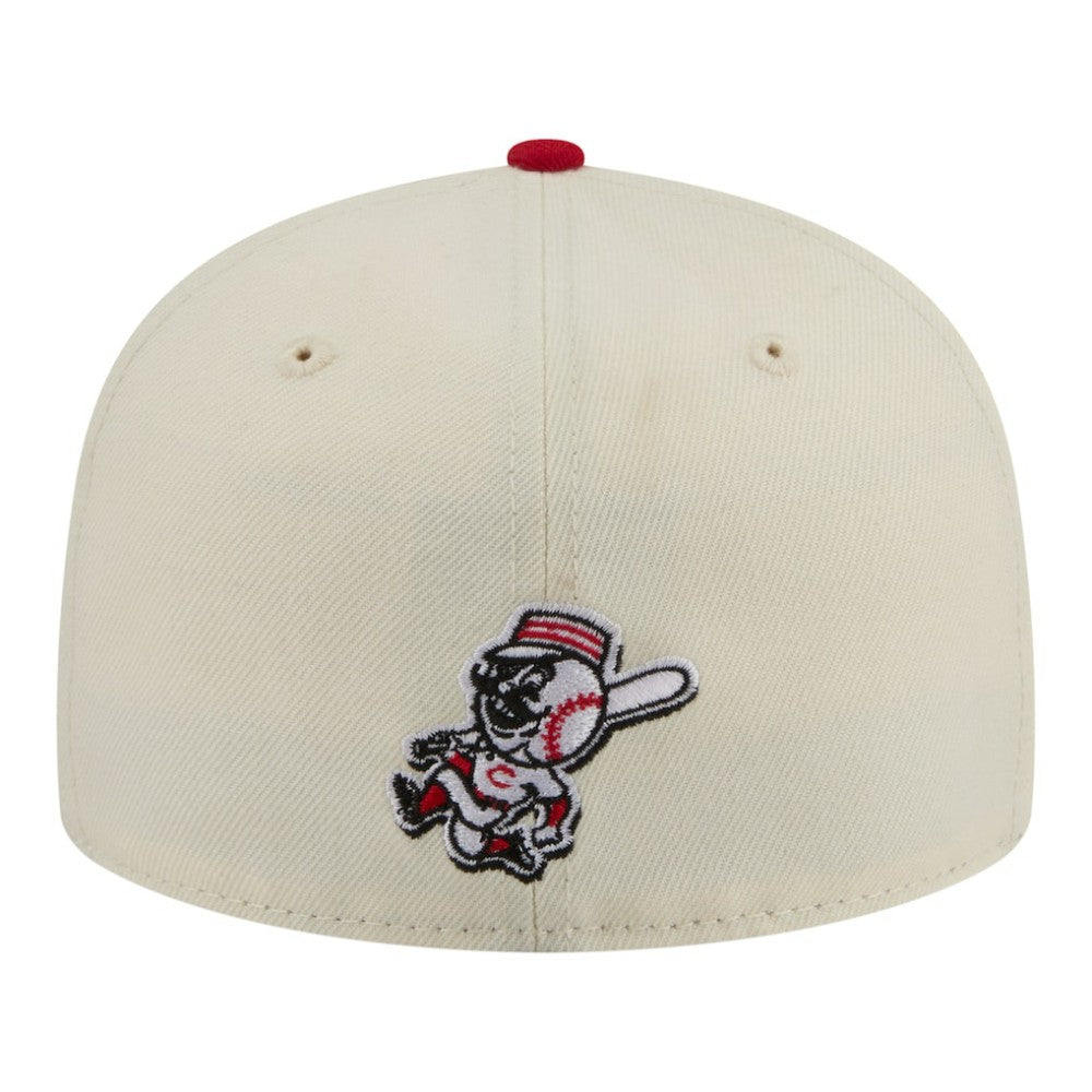 Cincinnati Reds Two-Tone Stitch 59FIFTY Fitted Hat - Cream | New Era