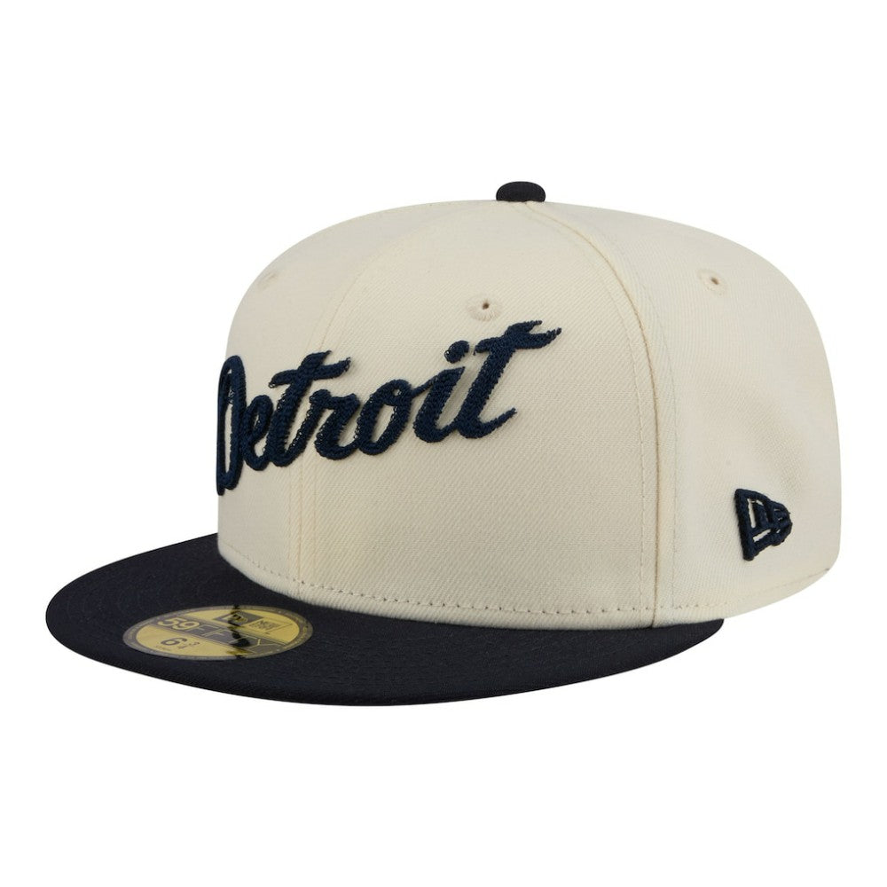 Detroit Tigers Two-Tone Stitch 59FIFTY Fitted Hat - Cream | New Era