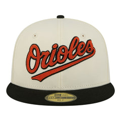 Baltimore Orioles Two-Tone Stitch 59FIFTY Fitted Hat - Cream | New Era