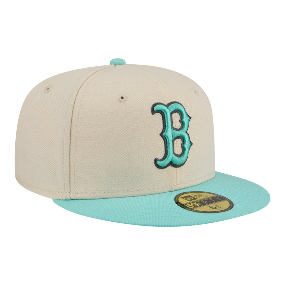 Boston Red Sox Two-Tone Color Pack 59FIFTY Fitted Hat - Light Beige/Turquoise | New Era