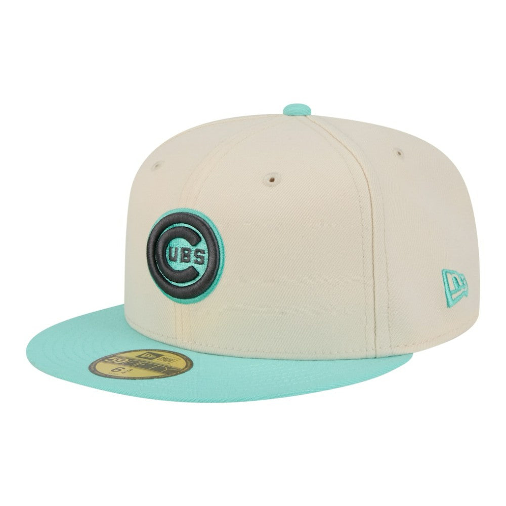 Chicago Cubs Two-Tone Color Pack 59FIFTY Fitted Hat - Light Beige/Turquoise | New Era
