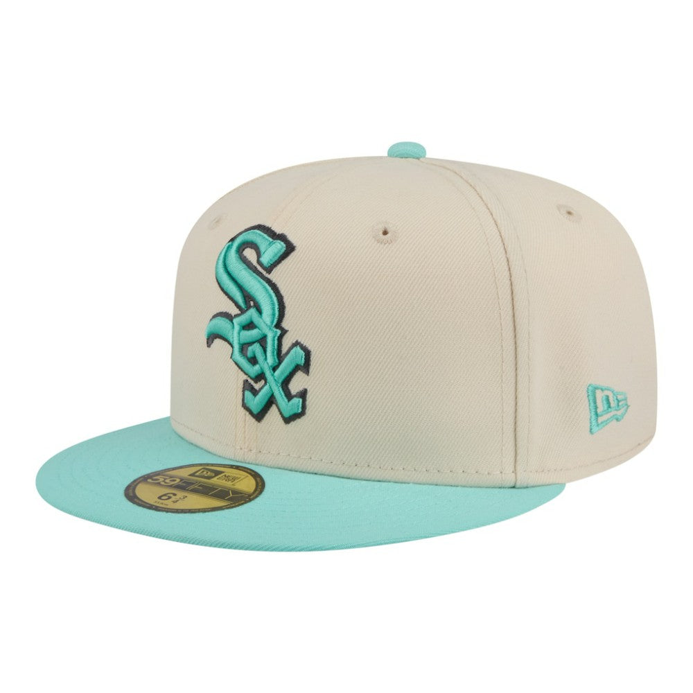 Chicago White Sox Two-Tone Color Pack 59FIFTY Fitted Hat - Light Beige/Turquoise | New Era