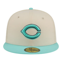 Cincinnati Reds Two-Tone Color Pack 59FIFTY Fitted Hat - Light Beige/Turquoise | New Era